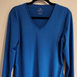 Fila Women's Long Sleeve V-Neck Top in Bright Blue